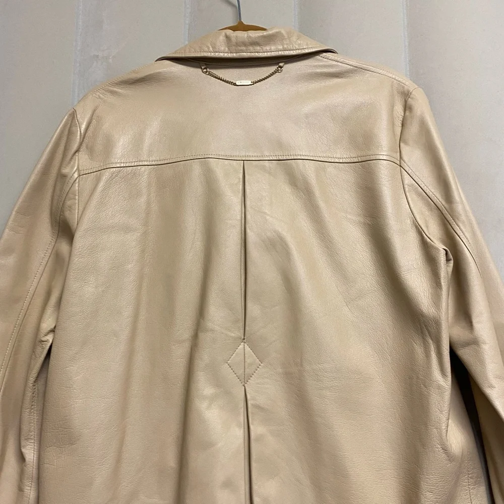 St. John Sport Marie Gray Women’s Jacket Medium 100% Leather Luxury Neutral